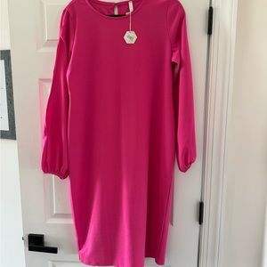 NWT PinkBkush Maternity Midi Dress Hot Pink